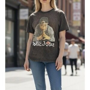 Tupac Shakur Poetic Justice Graphic Tee Womens Sz Small/Medium Faded Black